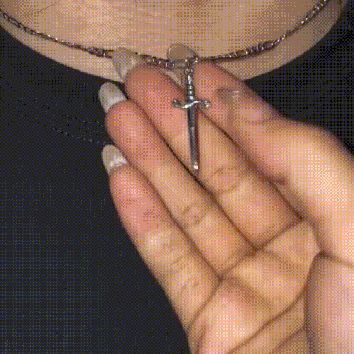 Heart Sword Necklace For Couples Stainless Steel Twist Water Wave Chain Cuban Chain Dainty Trendy Matching Sword And Heart Necklace Set Jewelry Gift