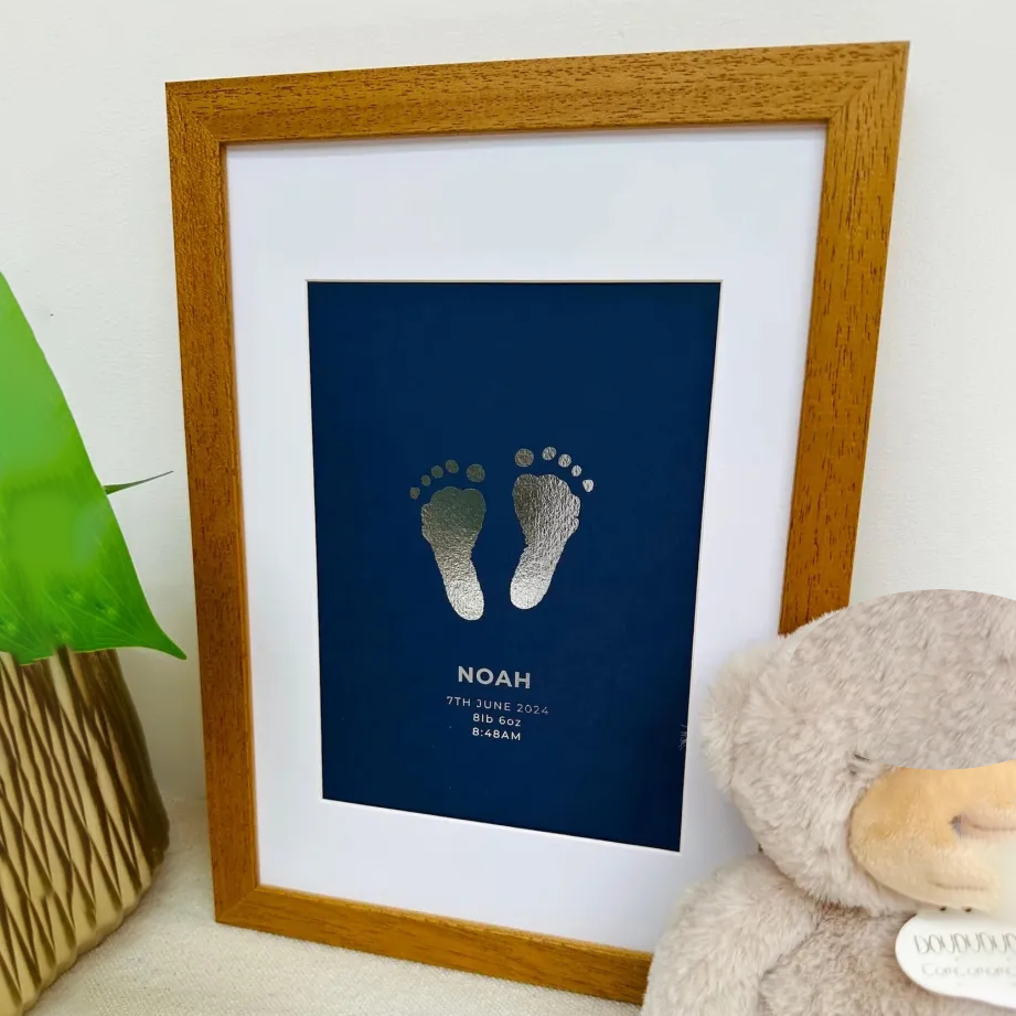 Personalized Foiled Baby Hand & Footprint Artwork Mother's Day Gift for Mom