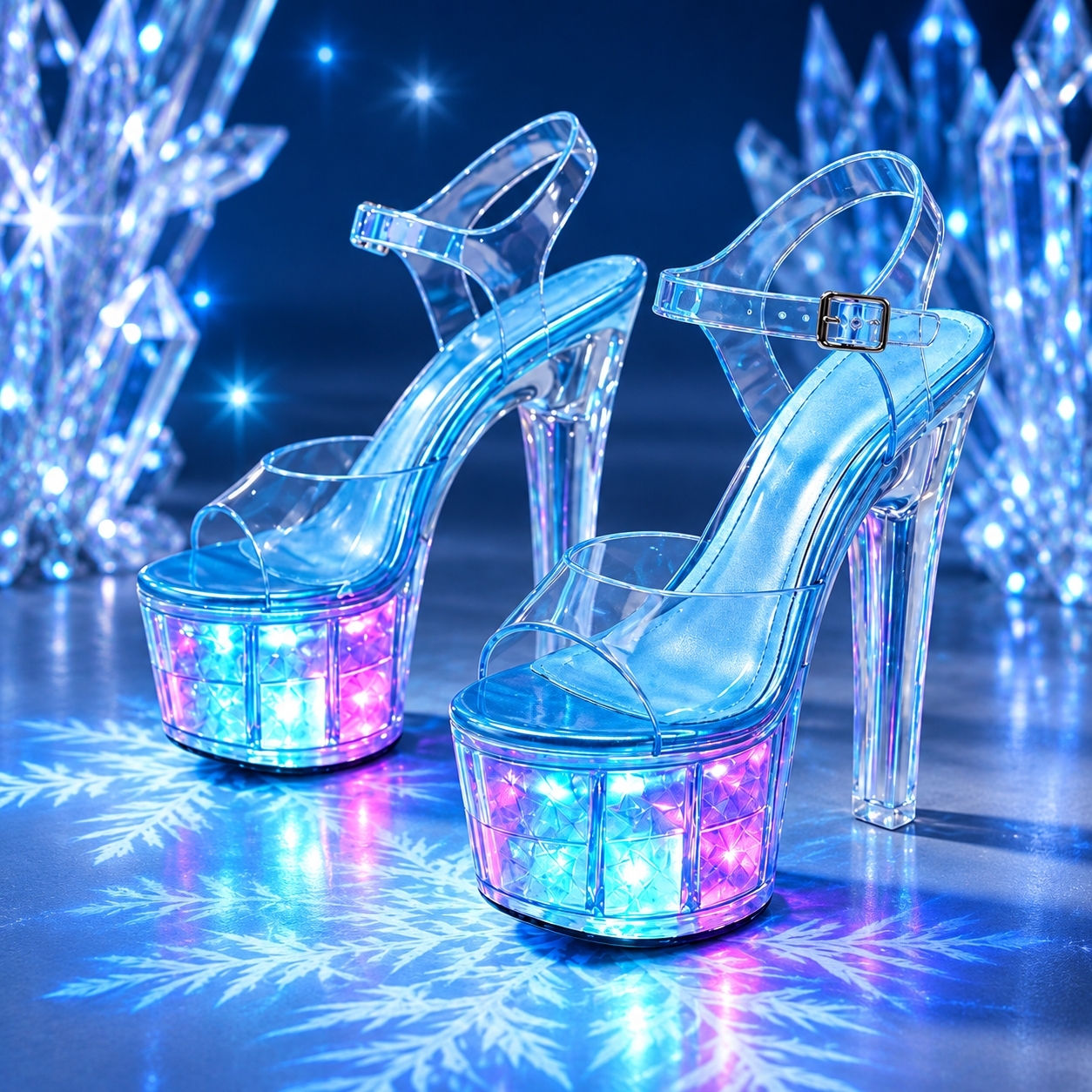 Snowflake Projection Light Up Heels for Girls | Crystal LED Princess Shoes for Teens, Birthday Parties & Special Occasions