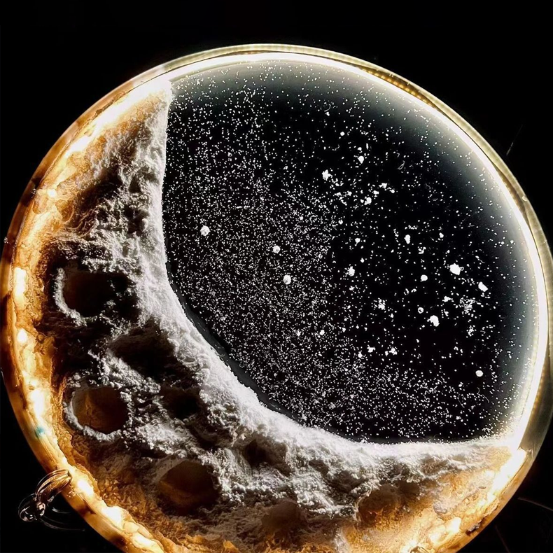 DIY Plaster Moon Lamp Kit with Warm Light | Moon Painting Night Light | Kit Contains 2 Brushes, LED Light Frame,Plaster | With Optional Stand & 12 Colors Paint