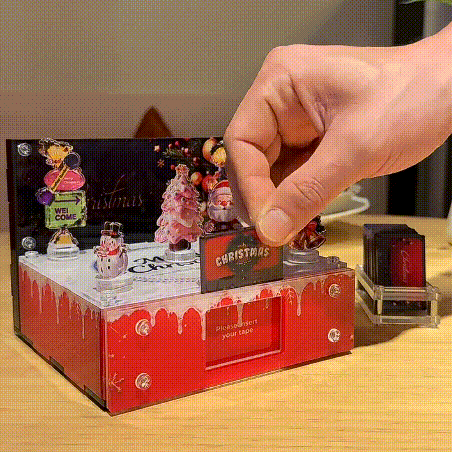 Music Light Box Photo Frame with Rotating Christmas Tree – Customizable 1-9 Songs Holiday Gift for Family & Friends