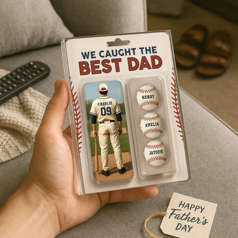 We Caught The Best Dad Grandpa Baseball Lover – Realistic Figure Style Personalized Acrylic Block Plaque