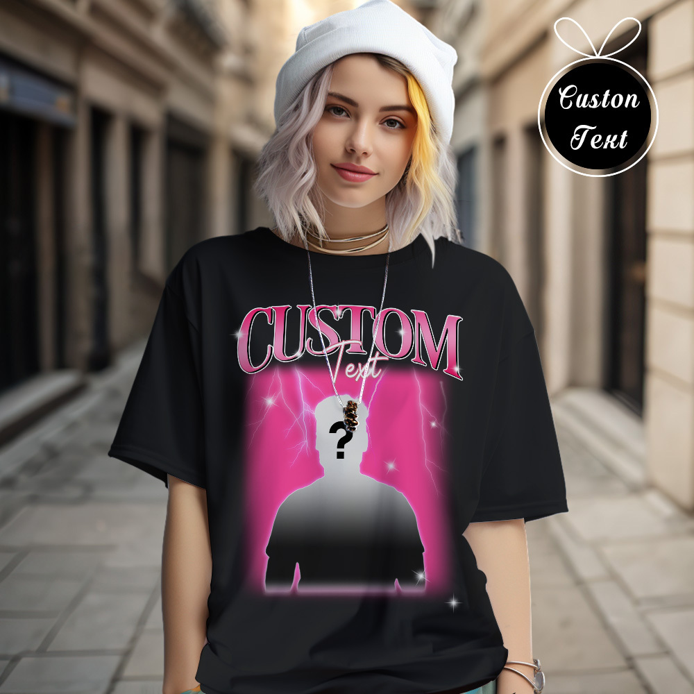 Custom Text Vintage T-shirt Personlised Funny Question Mark T-shirt