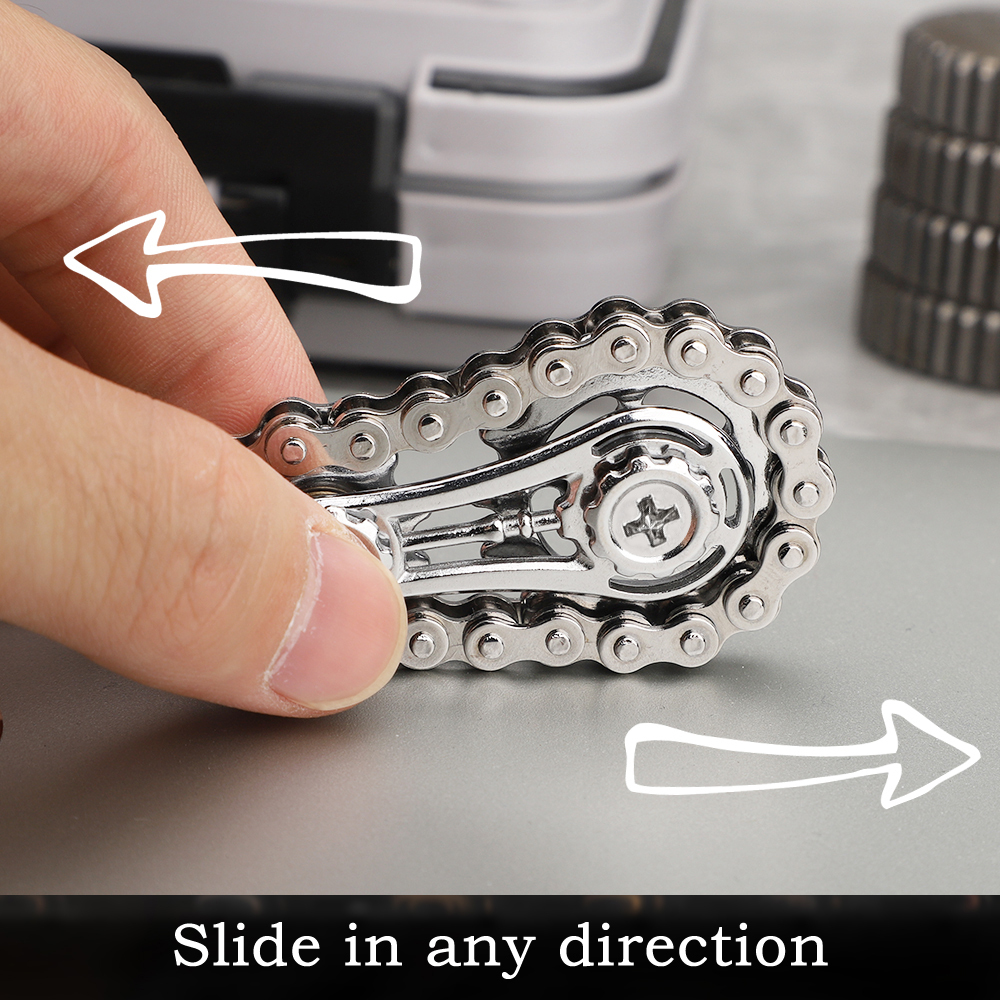 Cool Sprockets Fidget Chain Hand Roller, Assemble Fidget Spinner Ring Toys for Kids Adults, Metal Handheld Sensory Bike Chain Gears Cube, EDC Stress Relief Fidget Toy Kinetic Desk Office Gift
