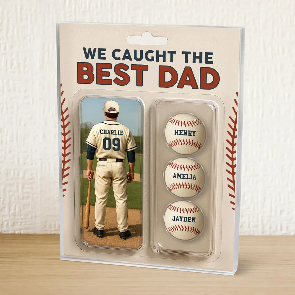 We Caught The Best Dad Grandpa Baseball Lover – Realistic Figure Style Personalized Acrylic Block Plaque