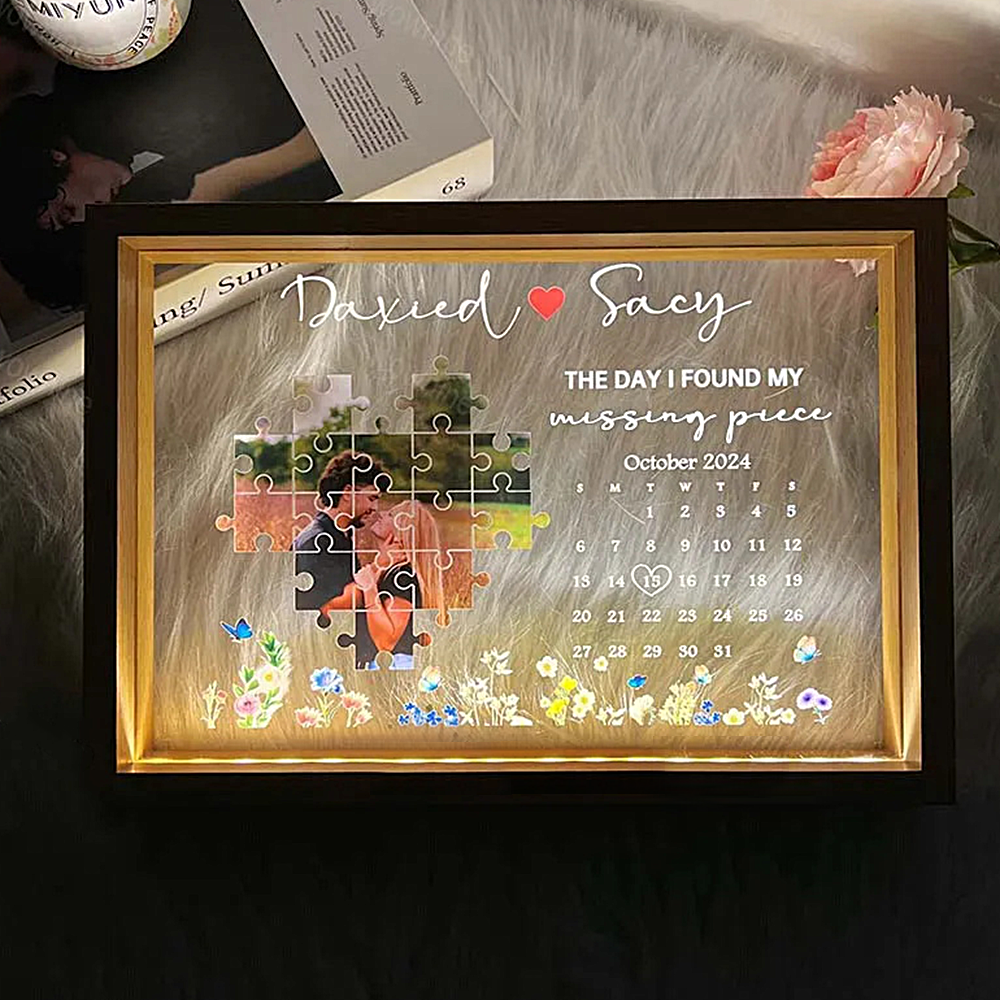The Day I Found My Missing Piece Light Frame Personalized Gift - GiftLabuk