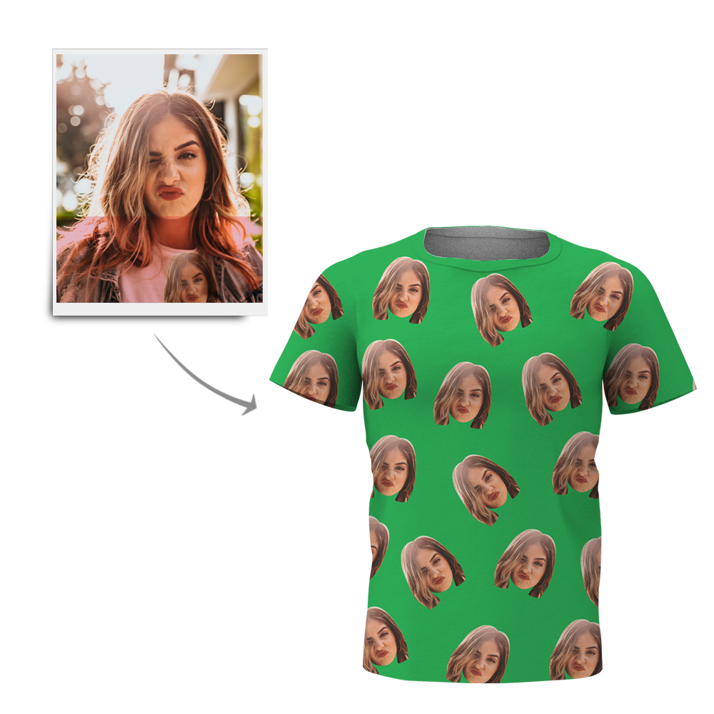 Valentine's Day Custom My Face All Over Print Tee Personalized Face Shirt Men's T-shirt