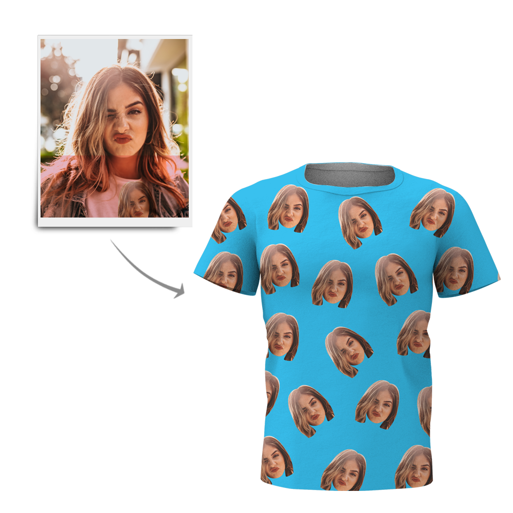 Valentine's Day Custom My Face All Over Print Tee Personalized Face Shirt Men's T-shirt