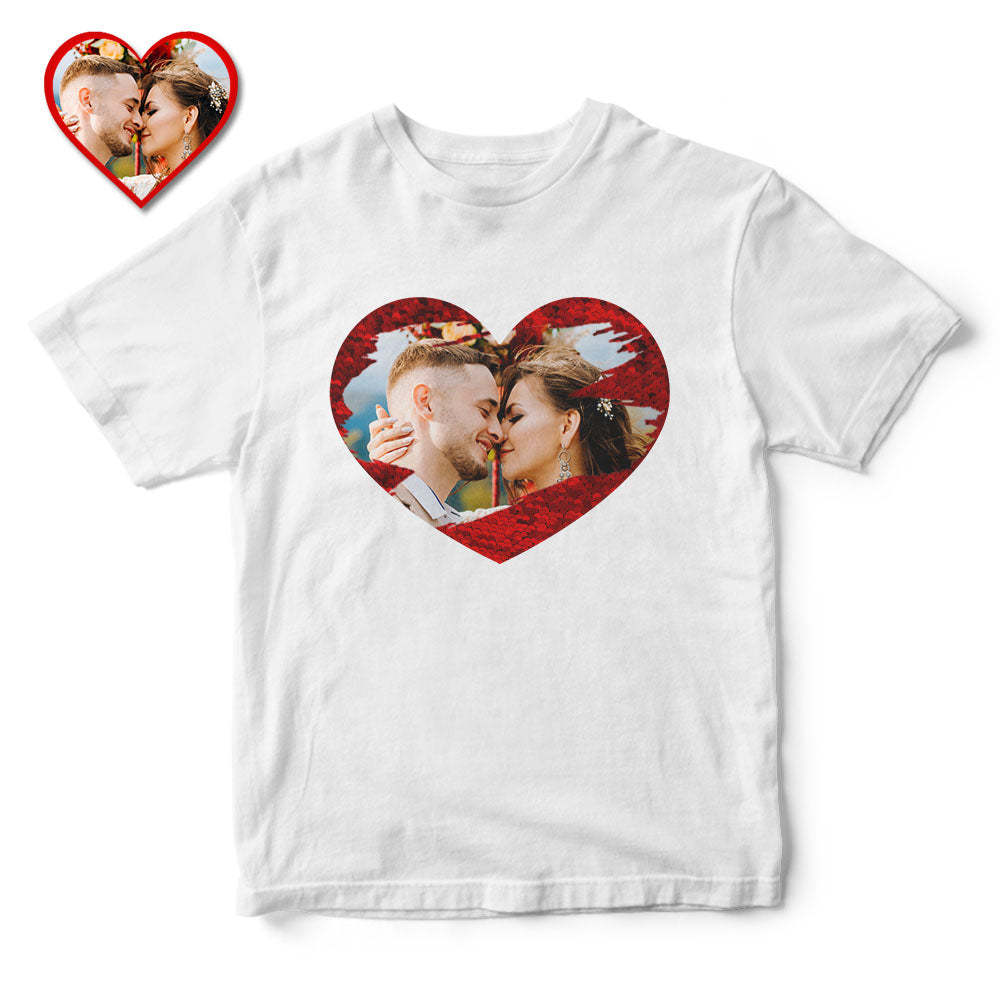 Custom Sequin T-Shirt Personalized Heart-shaped Photo Sequin T-Shirt Creative Gift