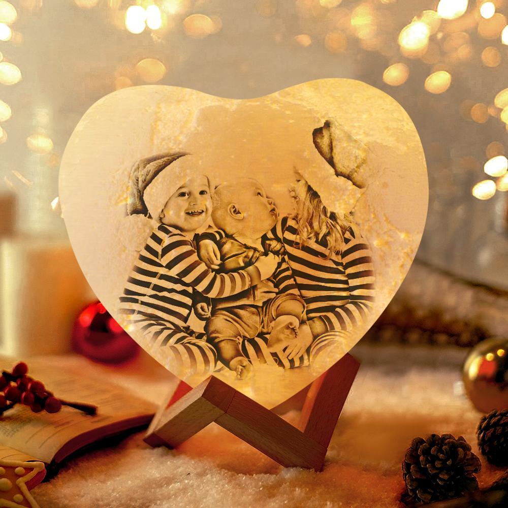 Anniversary Gifts Custom 3D Printed Photo Heart Lamp Personalized Night Light (10-15cm) for Her - mysiliconefoodbag