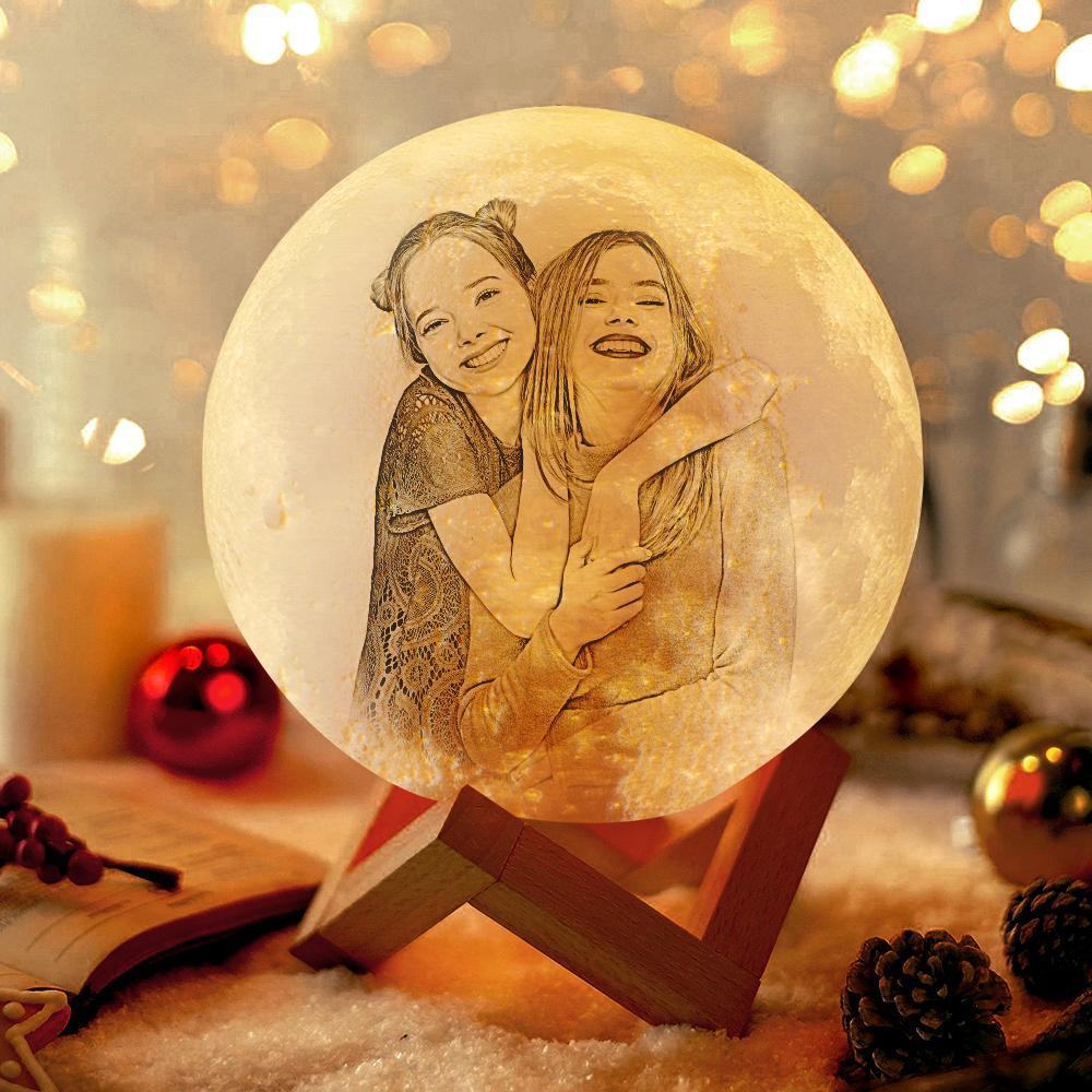 Custom Creative 3D Print and Engraved Personalized Photo Moon Lamp - Touch Two Colors - mysiliconefoodbag