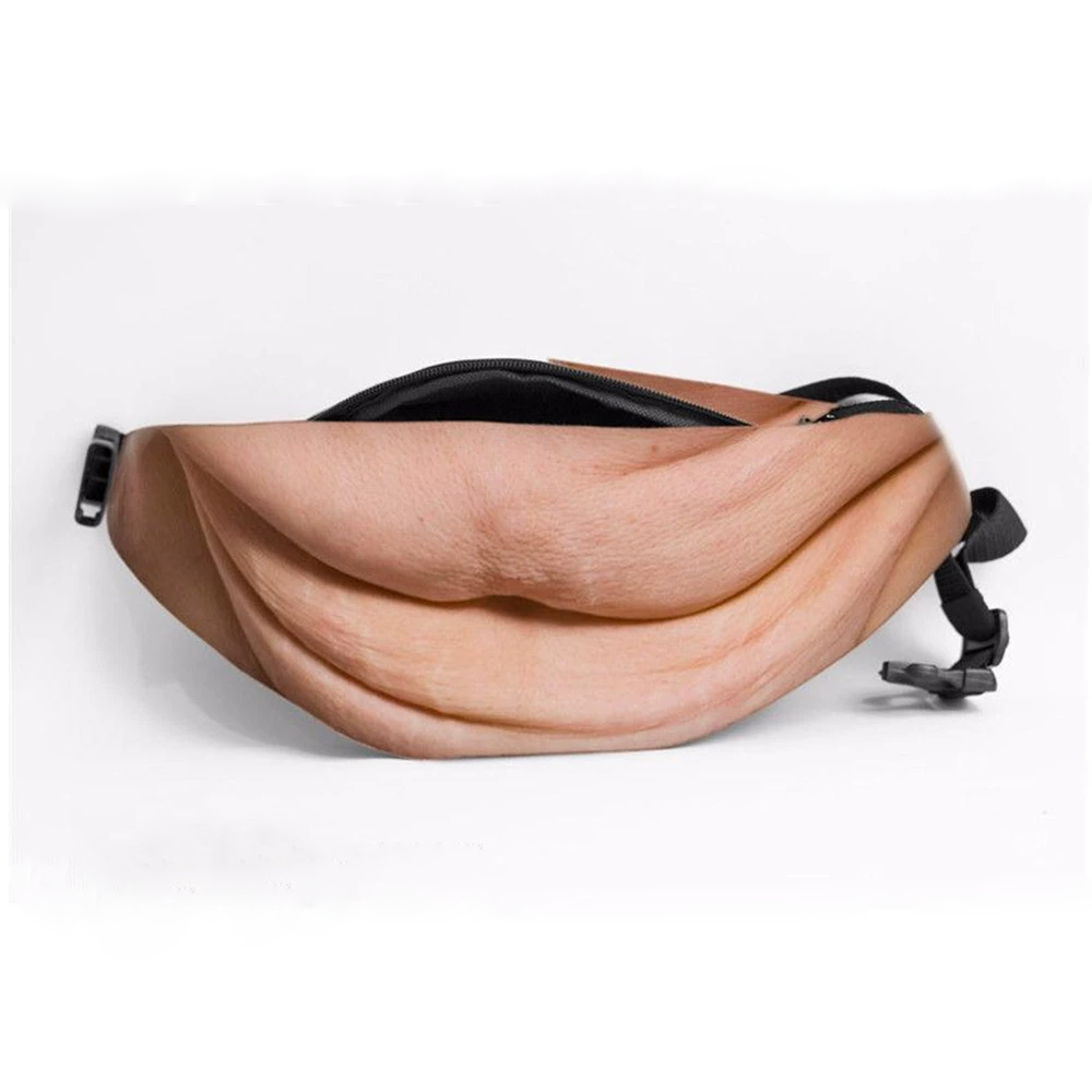 Funny Abs & Belly Fanny Pack – Realistic Body Print Waist Bag, Novelty Gift for Friends & Family, Birthday, Christmas & Party - mysiliconefoodbag