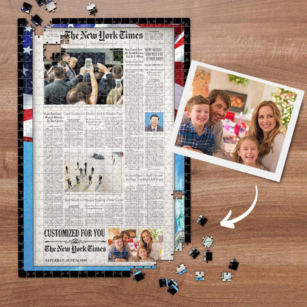 The New York Times Custom Photo Puzzle News Paper Puzzle Personalized From A Specific Date, Birthday Puzzle, NY Times Front Page Puzzle, Custom Date Puzzle
