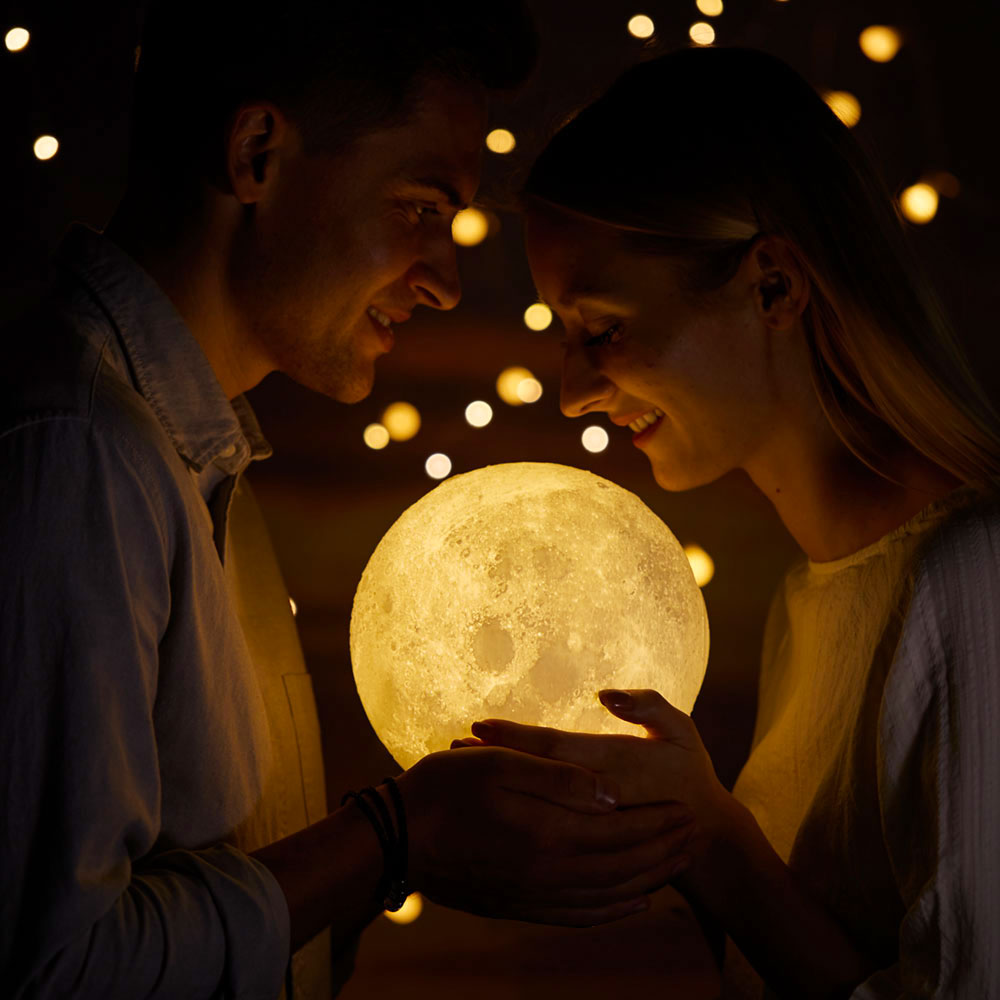 Halloween Couple Custom Photo Lamp 3D Printed Engraved Moon Lamp 2 Colors