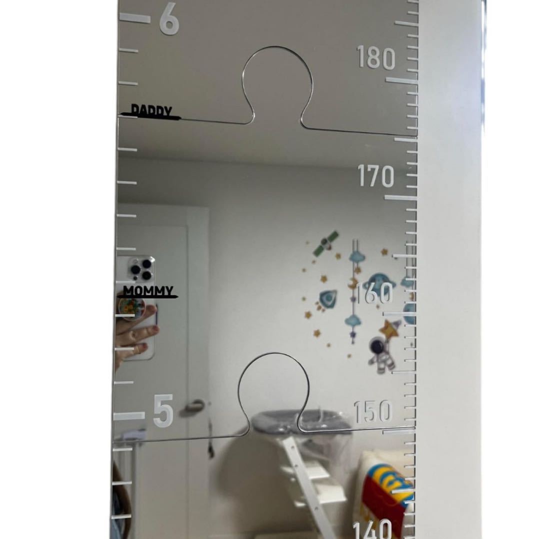 Acrylic Mirror Growth Chart Wall Sticker Kids Height Measurement Ruler in Inches & cm, Decal for Family Baby Room, Nursery, Kindergarten