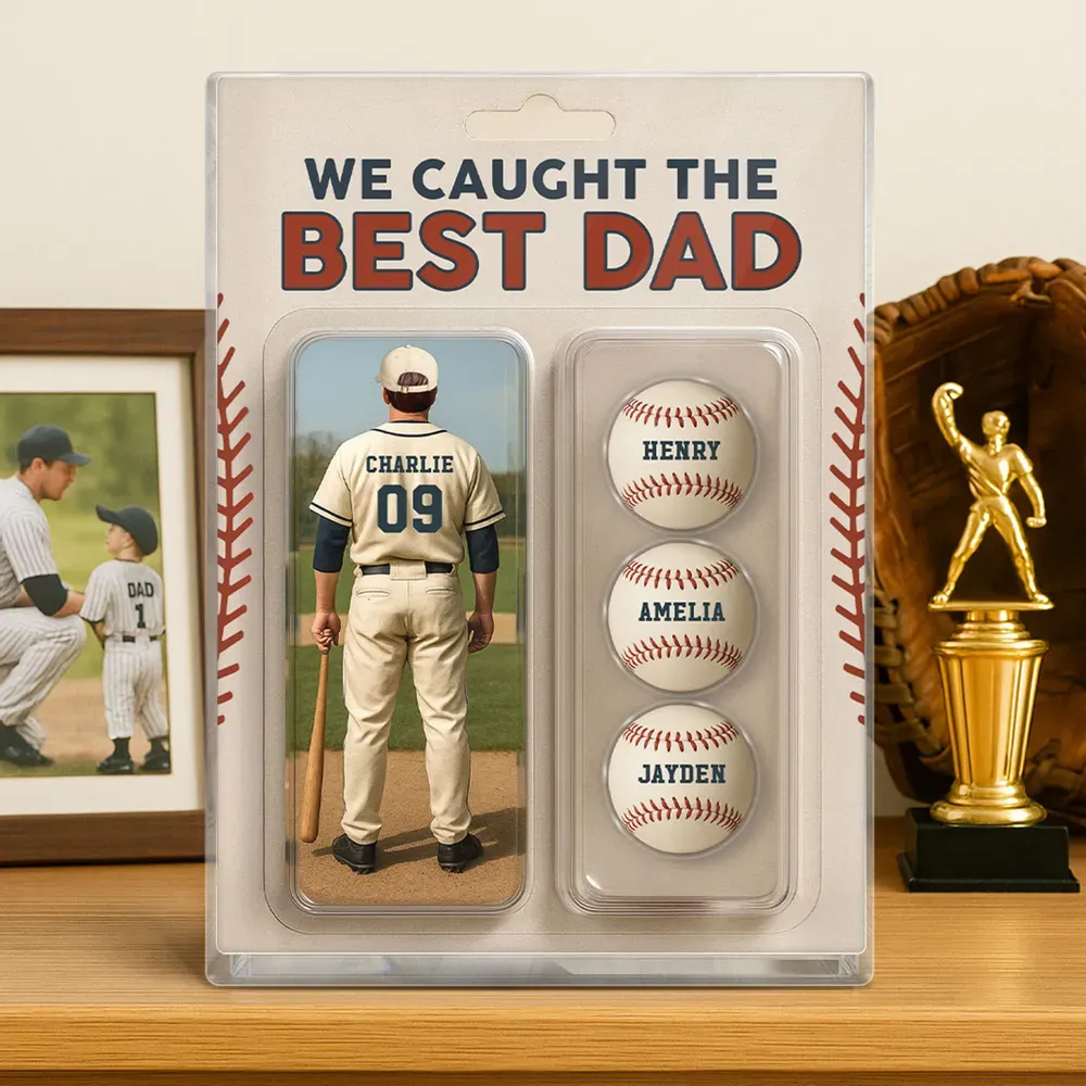 We Caught The Best Dad Grandpa Baseball Lover – Realistic Figure Style Personalized Acrylic Block Plaque