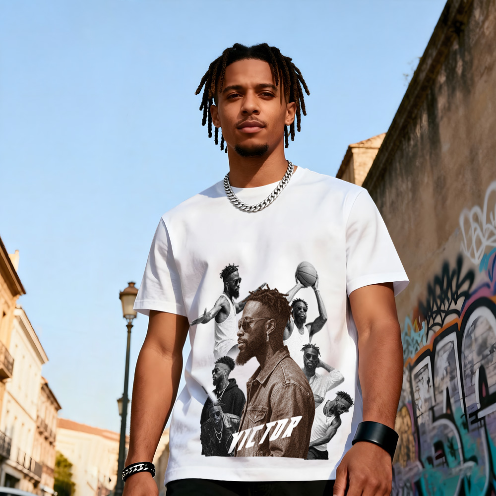 Custom Photo Vintage Tee Rap Star Slim-Style Shady Vibes Personalized Name T-shirt Couple Gifts Black