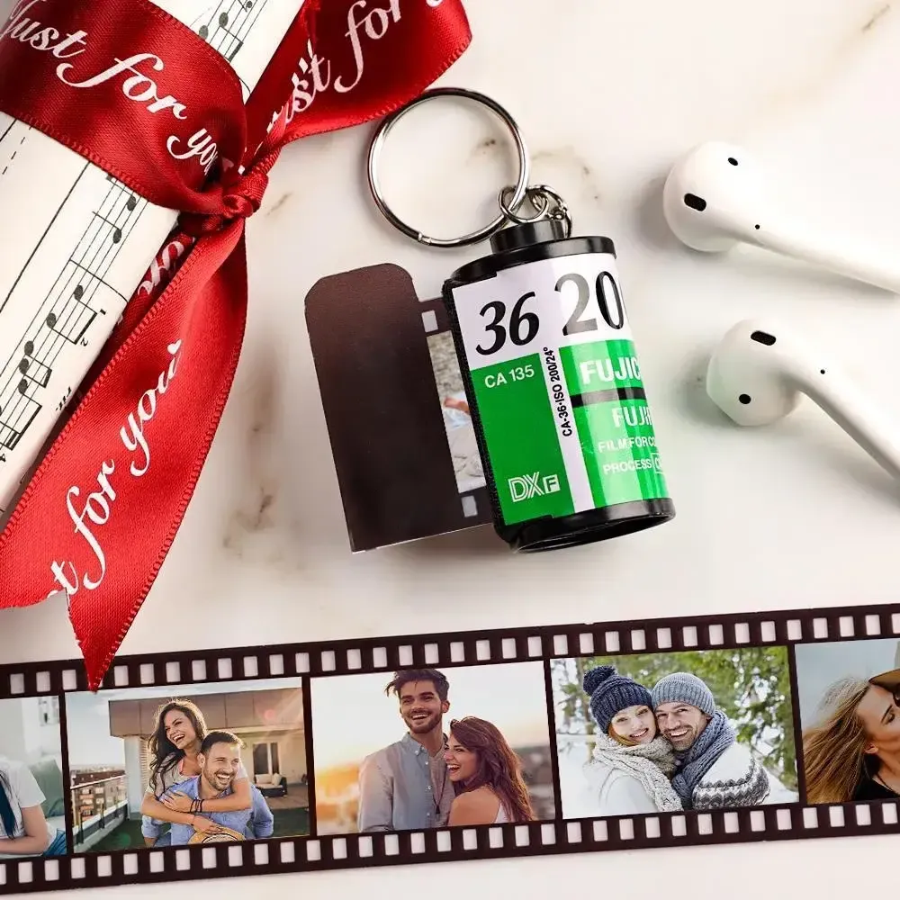 Custom Photos Camera Film Roll Keychain Anniversary Gifts Custom Spotify Code Keychain Gifts For Her/Him - mysiliconefoodbag