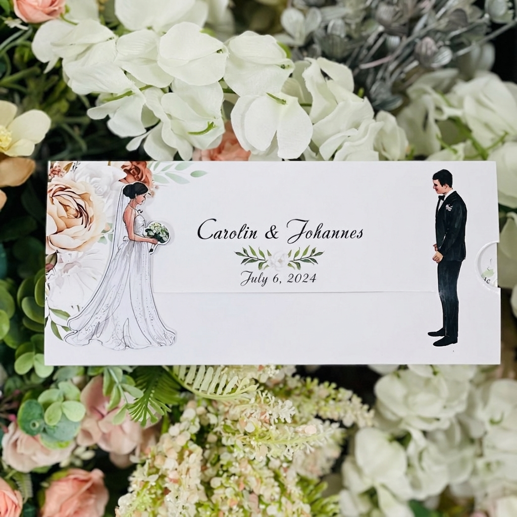 Custom Photo Illustration Save the Date Wedding Invitation