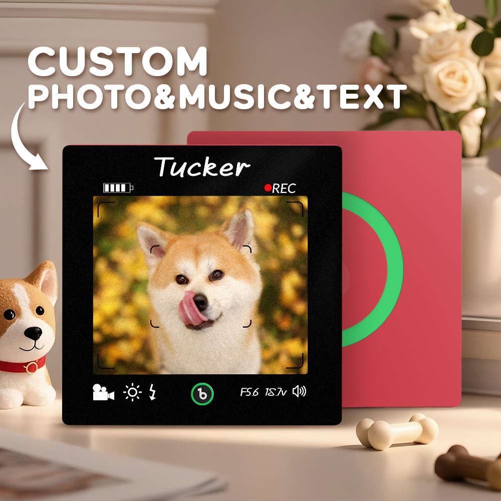 Custom Photo and Text Music Fridge Magnet Frame Music Wall Photo Sticker Music Movement Camera Style Gifts - mysiliconefoodbag