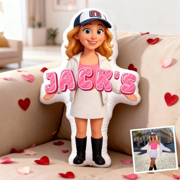 Personalized Photo to Cartoon Pillow, Custom Photo Couple Portrait Cushion, Valentine’s Day For Couple, Wedding Anniversary Gift for Him Her