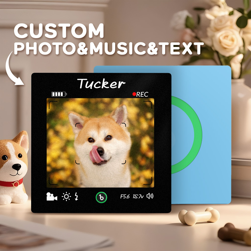 Custom Photo and Text Music Fridge Magnet Frame Music Wall Photo Sticker Music Movement Camera Style Gifts - mysiliconefoodbag