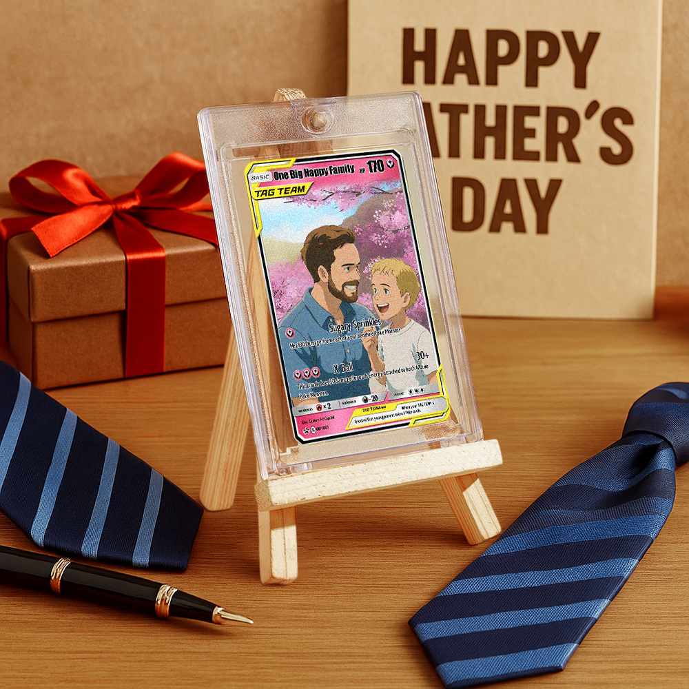 SALE! Custom POKE Tag Team Card Portrait - Personalized Anime Poster - Fathers Day Gift- Funny Cartoon K5