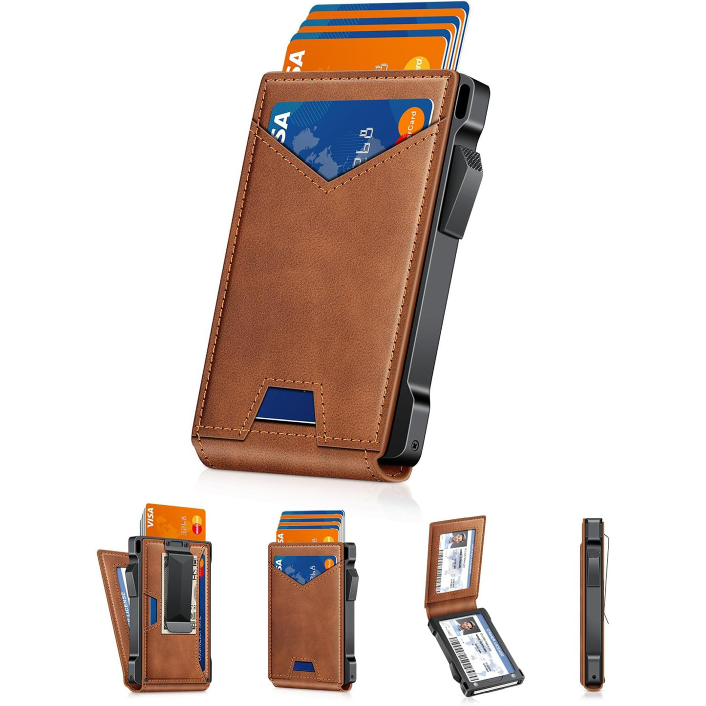 Men’s Foldable Wallet with Bifold Pop - Up ID Window RFID-Blocking Technology Secure Compact Card Holder Gift for Men Valentine's Day Gifts