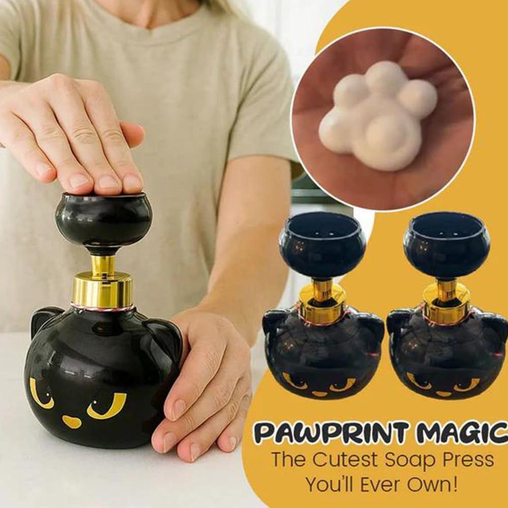 Cute Cat Paw Foam Soap Dispenser, Black Kitten Foaming Pump Bottle Creates Paw-Shaped Foam, Refillable Empty Hand Soap Pump Container for Bathroom Kitchen, Cat Lovers Gift - mysiliconefoodbag