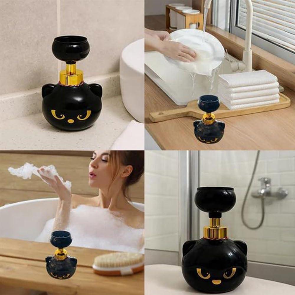 Cute Cat Paw Foam Soap Dispenser, Black Kitten Foaming Pump Bottle Creates Paw-Shaped Foam, Refillable Empty Hand Soap Pump Container for Bathroom Kitchen, Cat Lovers Gift - mysiliconefoodbag