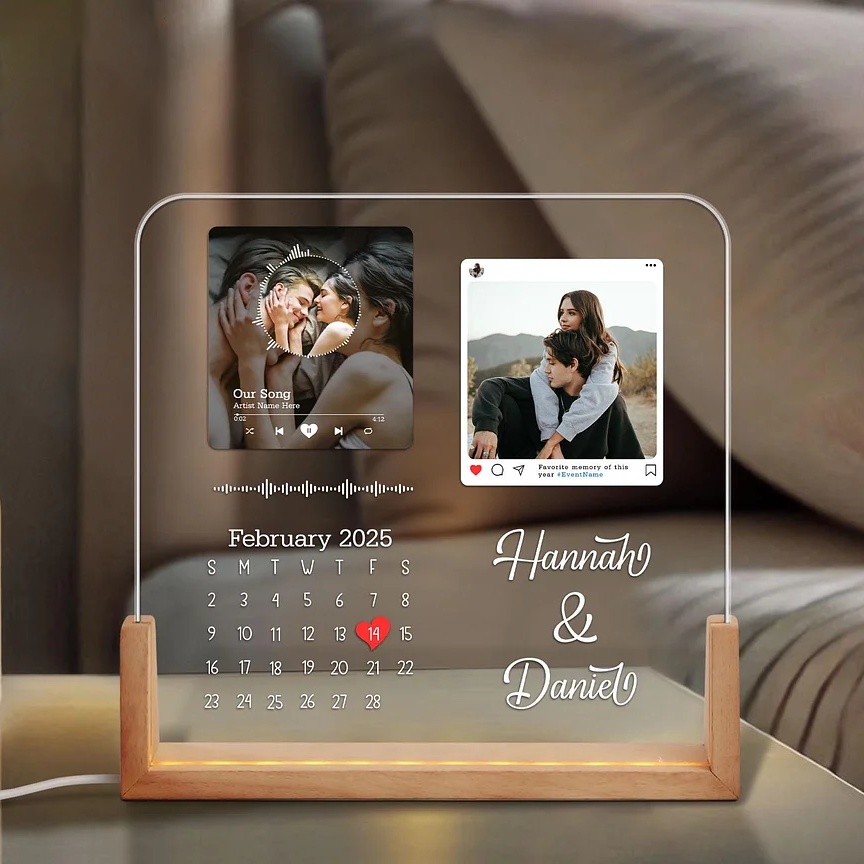 Personalized Spotify Calendar Night Light Frame Personalized Gift Valentine's Day Gifts