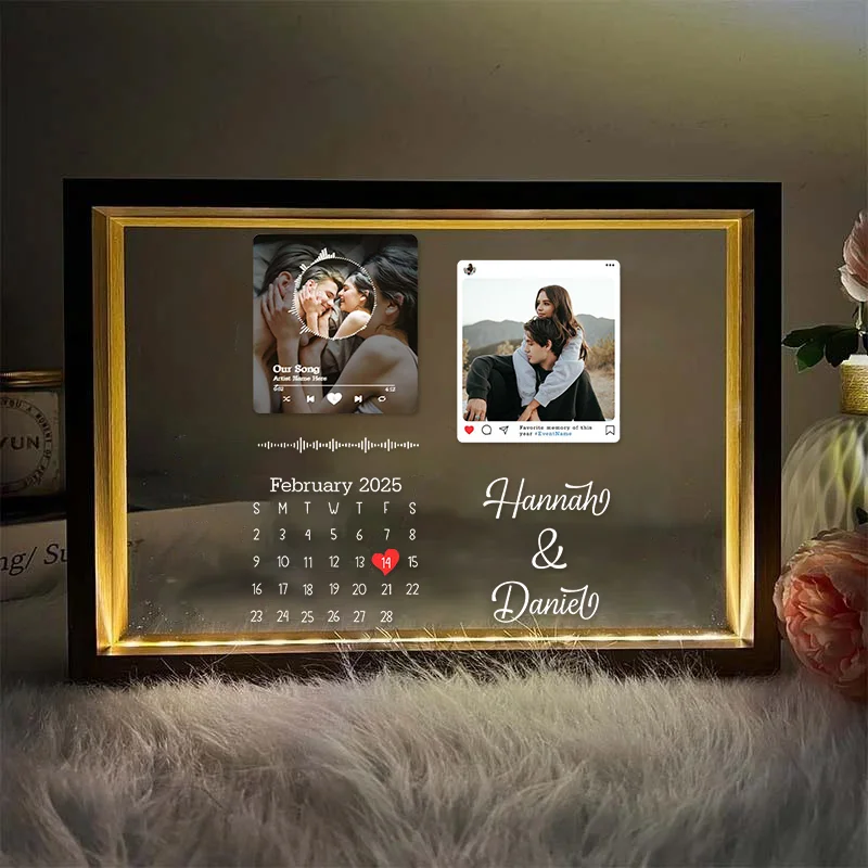 Personalized Spotify Calendar Night Light Frame Personalized Gift Valentine's Day Gifts