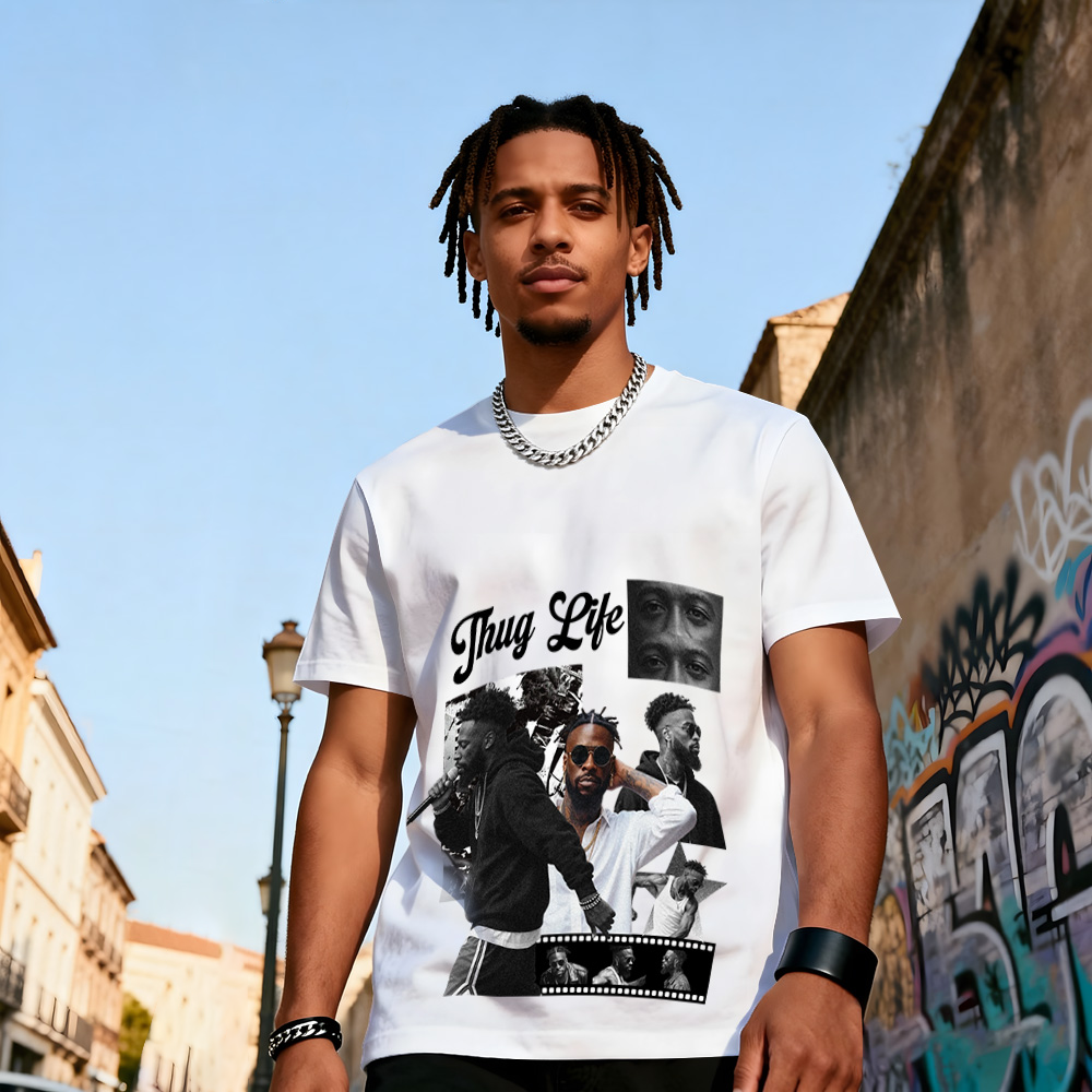 Custom Photo Vintage Tee Rap Star Slim-Style Shady Vibes Personalized Name T-shirt Couple Gifts Black