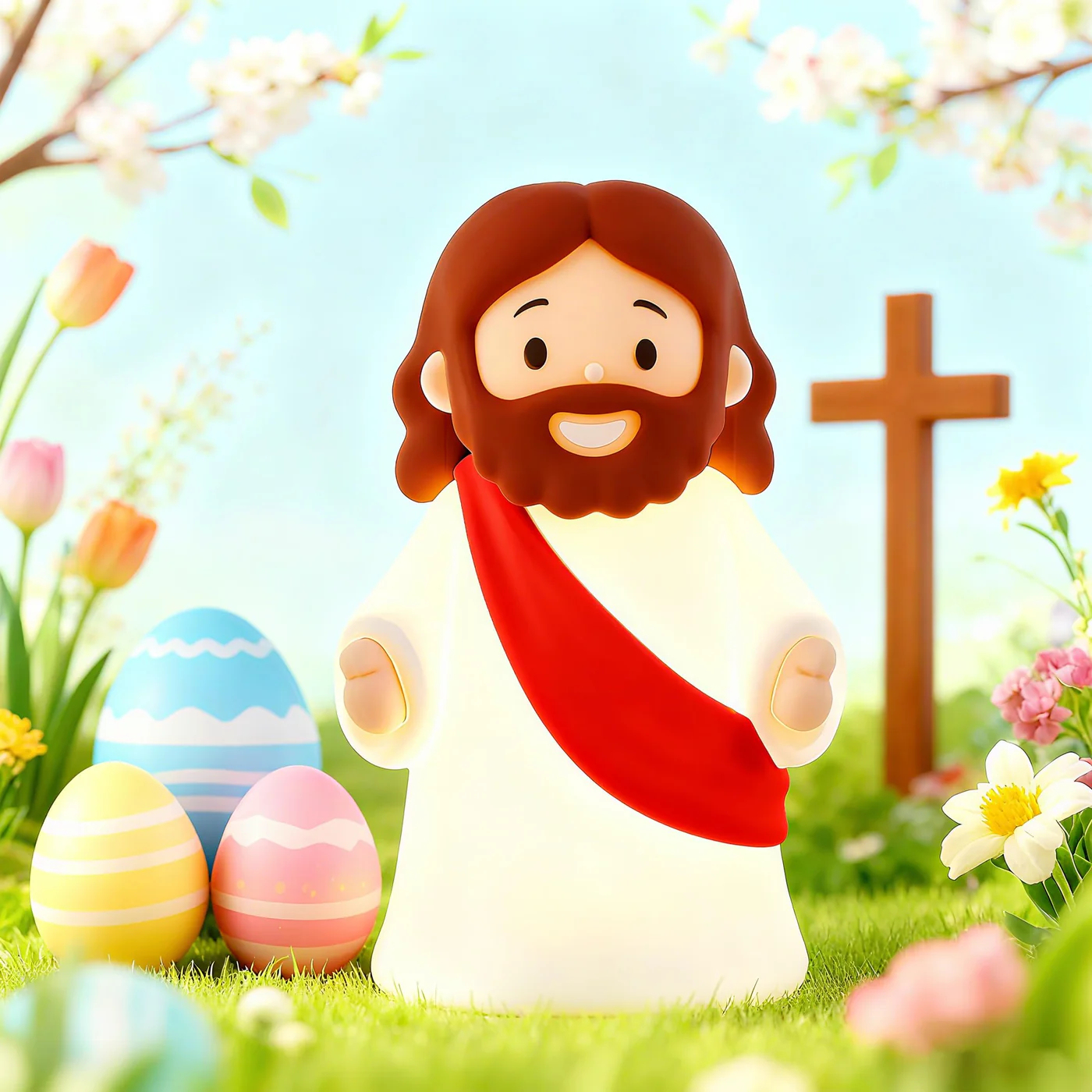 Mini Dimmable Rechargeable Silicone Night Light Bedside Lamp for Kids Easter Baptism Easter Decoration