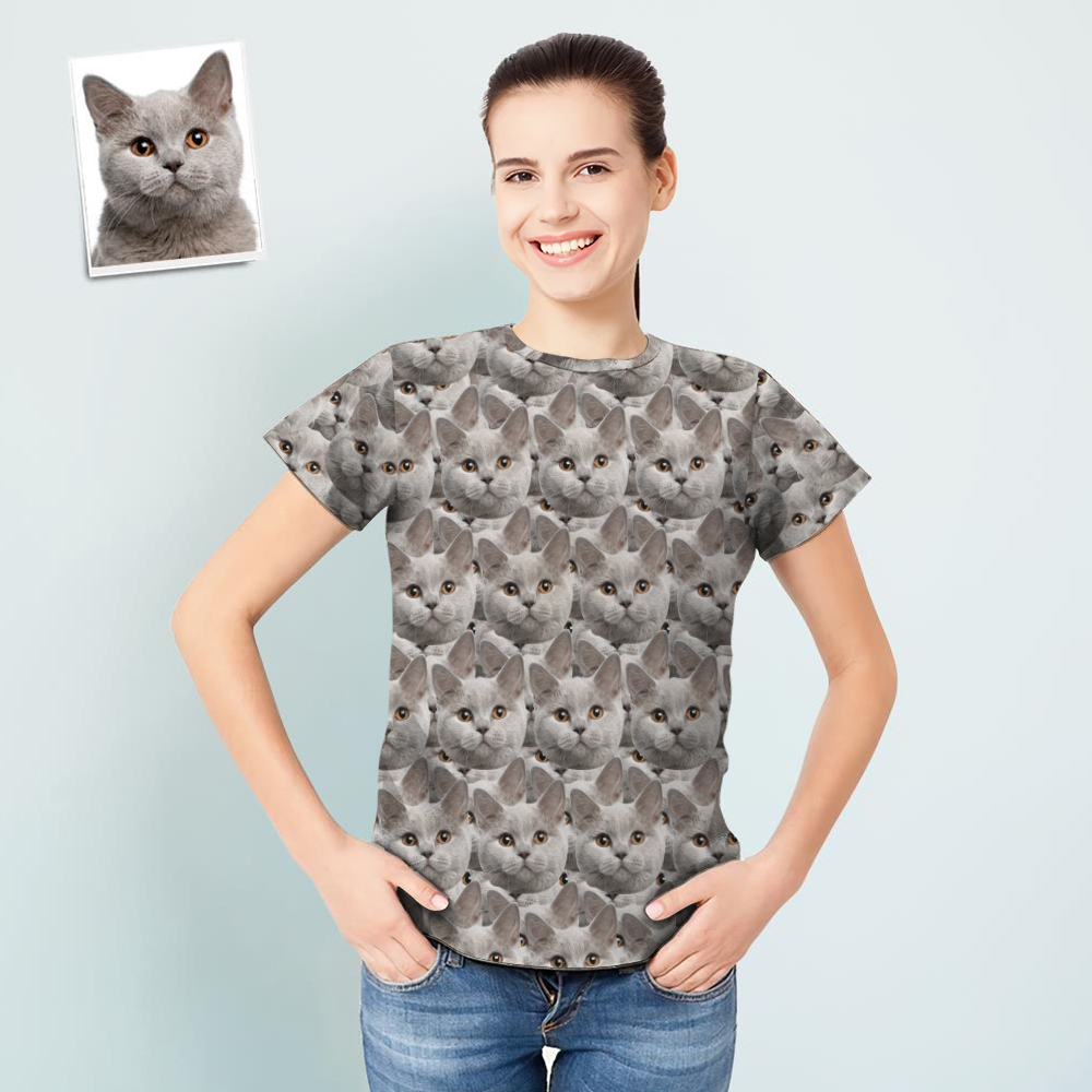 Custom Face T-shirt All Over Print Tee Mash Women's  T-shirt for Gift