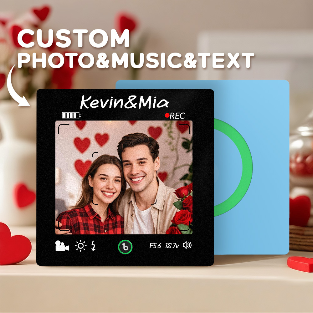 Custom Photo and Text Music Fridge Magnet Frame Music Wall Photo Sticker Music Movement Camera Style Gifts - mysiliconefoodbag