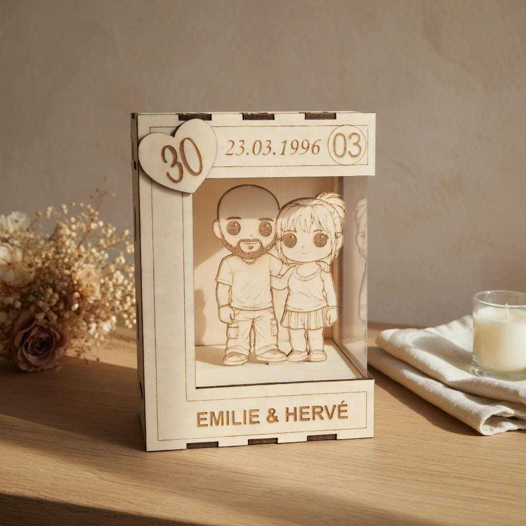 Mini Music Wooden Photo Light Box Auto-Music Player Custom Photo with Light Personalized Music Acrylic Box | Christmas Gift for Couples