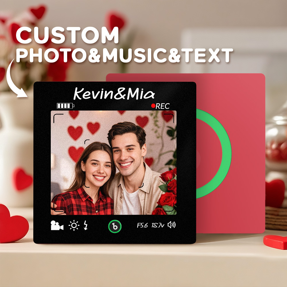 Custom Photo and Text Music Fridge Magnet Frame Music Wall Photo Sticker Music Movement Camera Style Gifts - mysiliconefoodbag