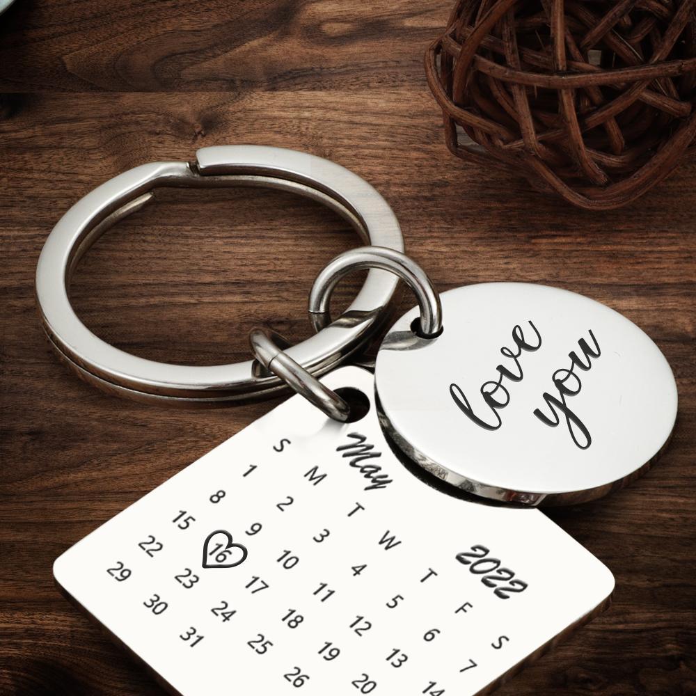 Personalised Calendar Keychain Date Keychain Anniversary Gifts - Rose Gold - mycustomtirecover