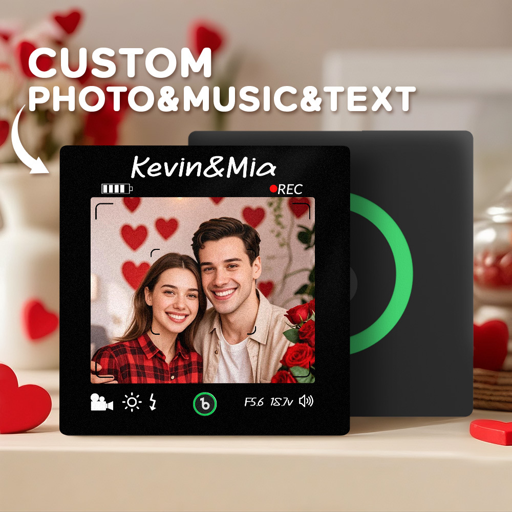 Custom Photo and Text Music Fridge Magnet Frame Music Wall Photo Sticker Music Movement Camera Style Gifts - mysiliconefoodbag