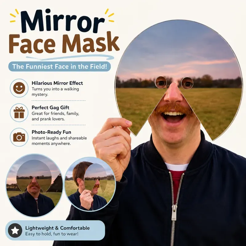Acrylic Mirror Mask Head-mounted Photo Prop,Reflective Surface Mirror Face Mask for Photoshoots