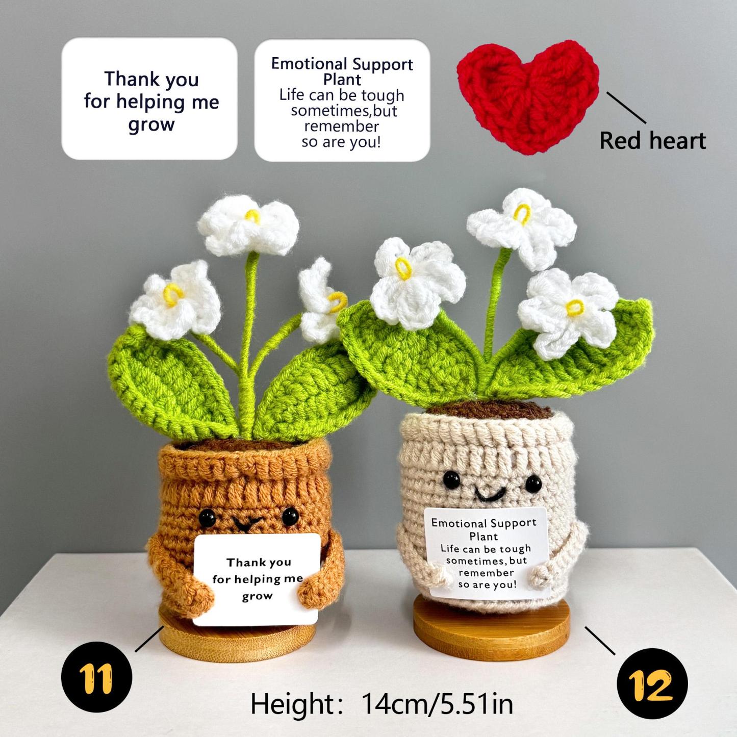 Handmade Crochet Forget me not Flowers with Hugging Heart,Emotional Support Potted Plant,Supportive Gift Flower,Mother's Day gift - mysiliconefoodbag