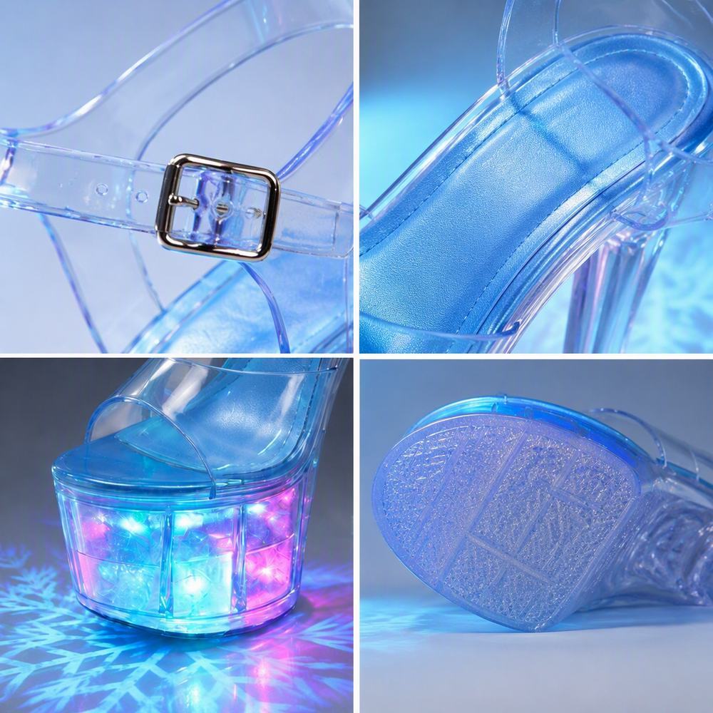 Snowflake Projection Light Up Heels for Girls | Crystal LED Princess Shoes for Teens, Birthday Parties & Special Occasions