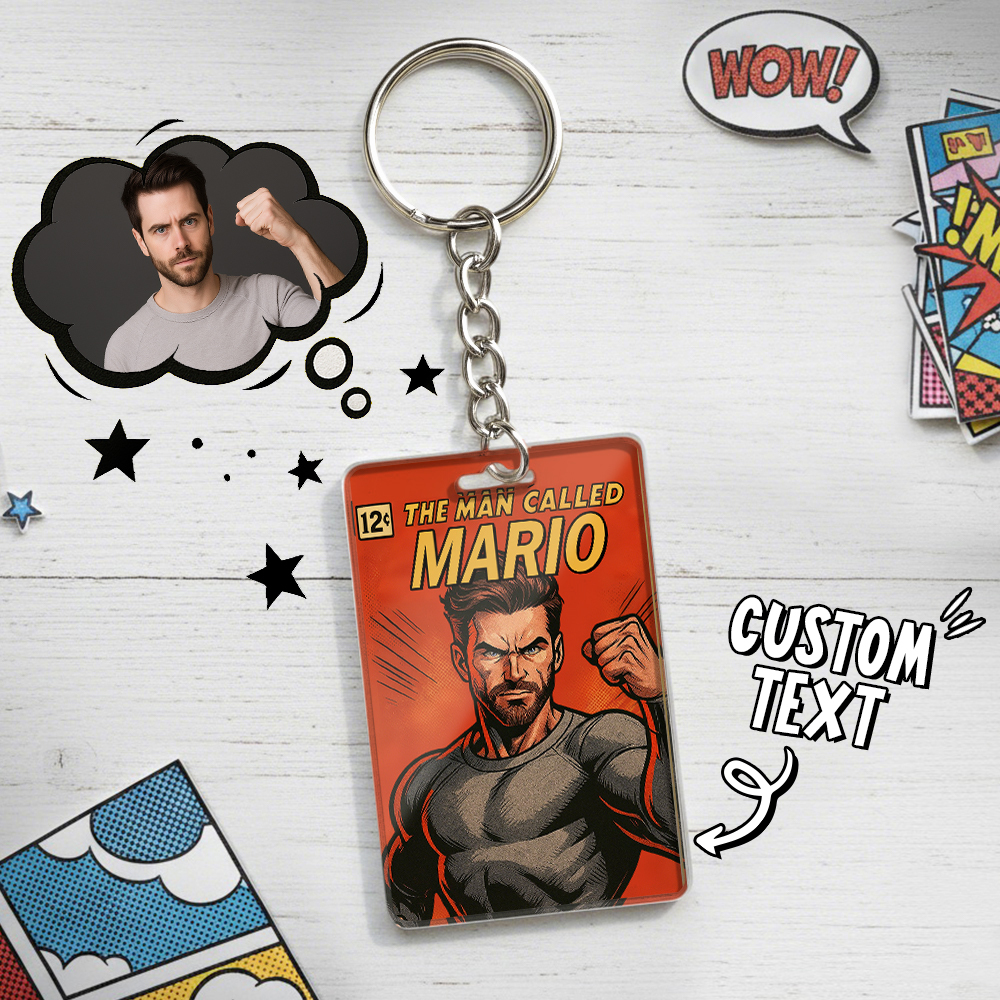Custom Vintage Retro Comic Book Keychain DIY Hero Style Keychain