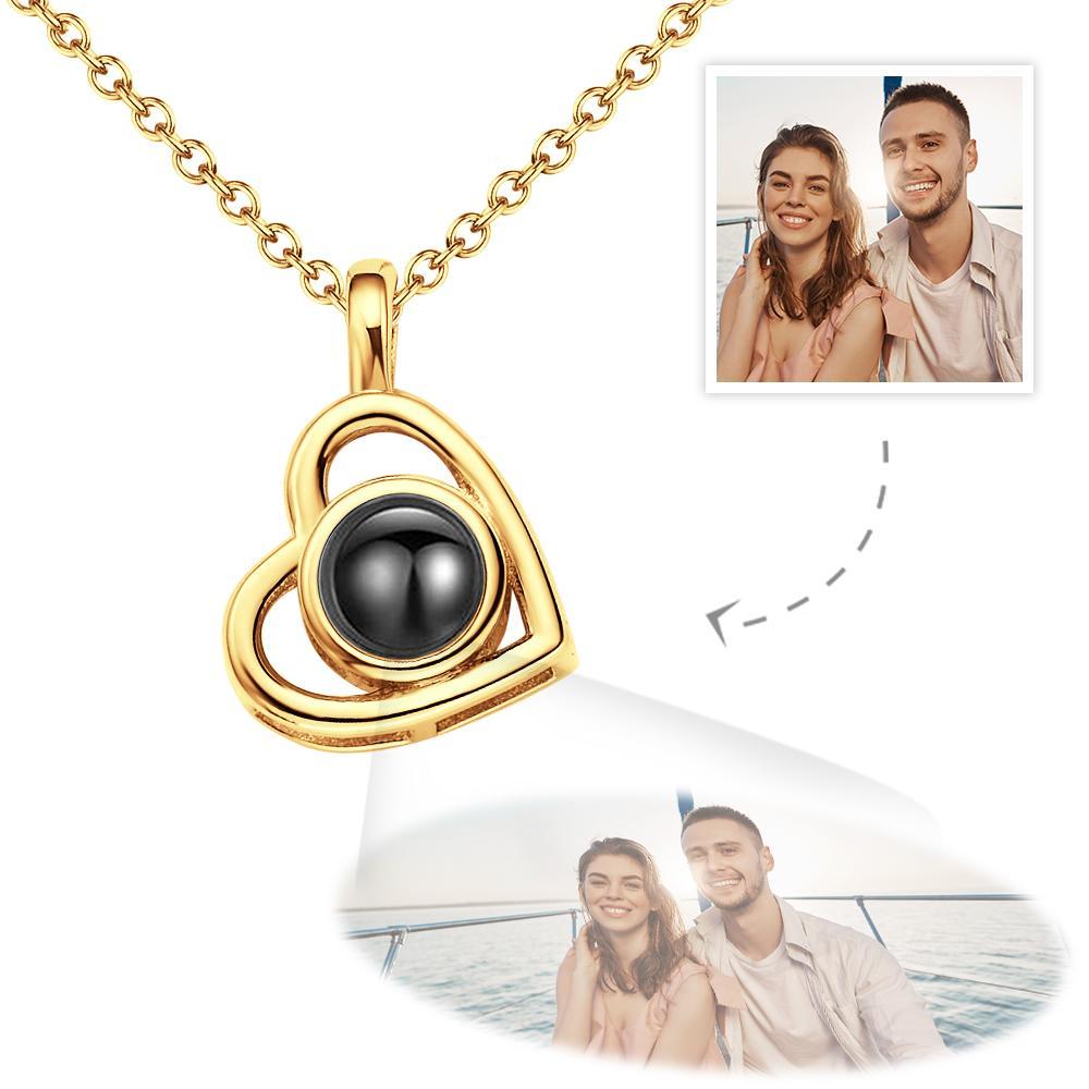 Custom Photo Necklace Projection Heart-shaped Hollow Couple Theme Gifts - MyFaceTshirt