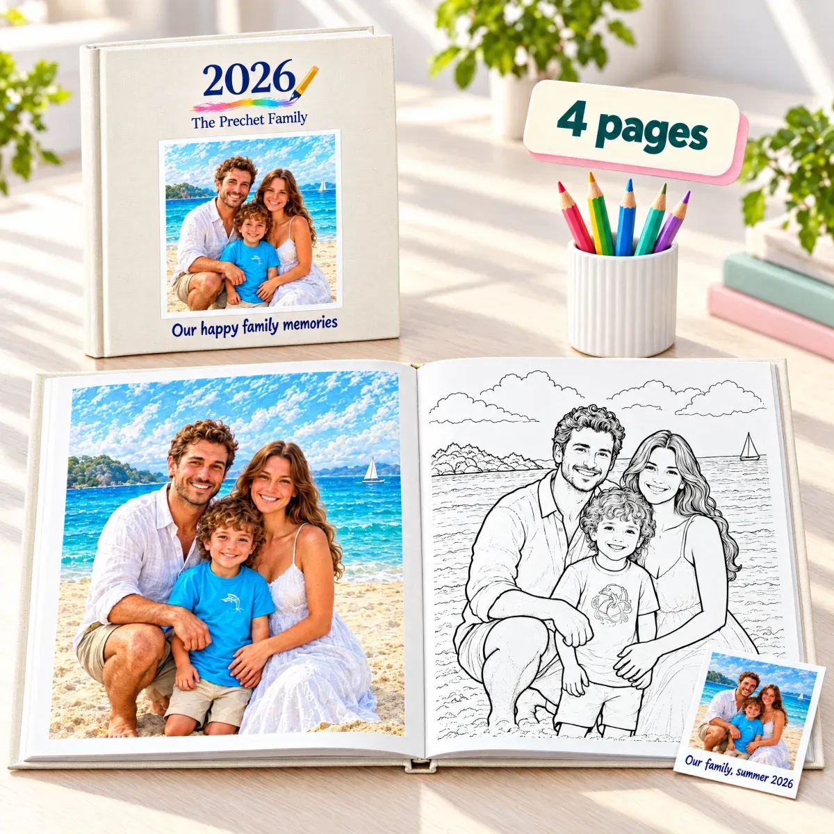 Personalized Photo Drawing Book – A Photo Album You Can Color Softcover, Turn Your Photos Into Art, Christmas Gift for Family