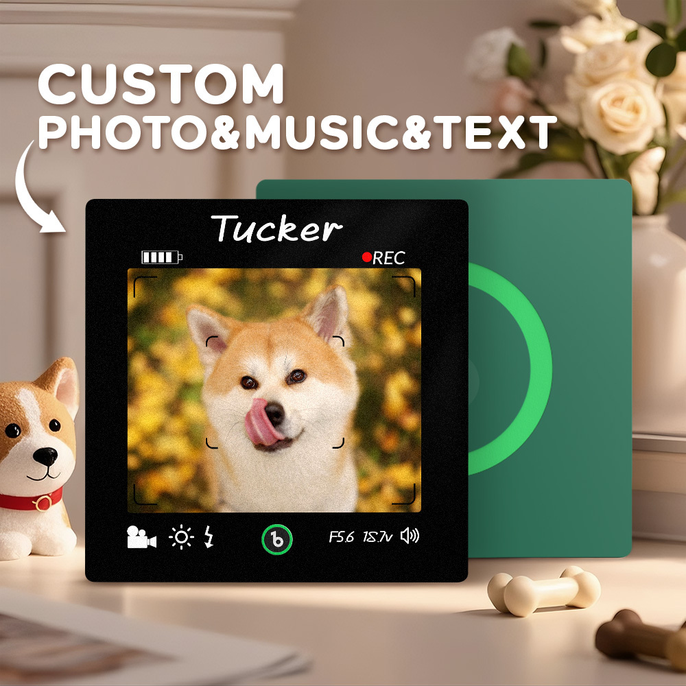 Custom Photo and Text Music Fridge Magnet Frame Music Wall Photo Sticker Music Movement Camera Style Gifts - mysiliconefoodbag