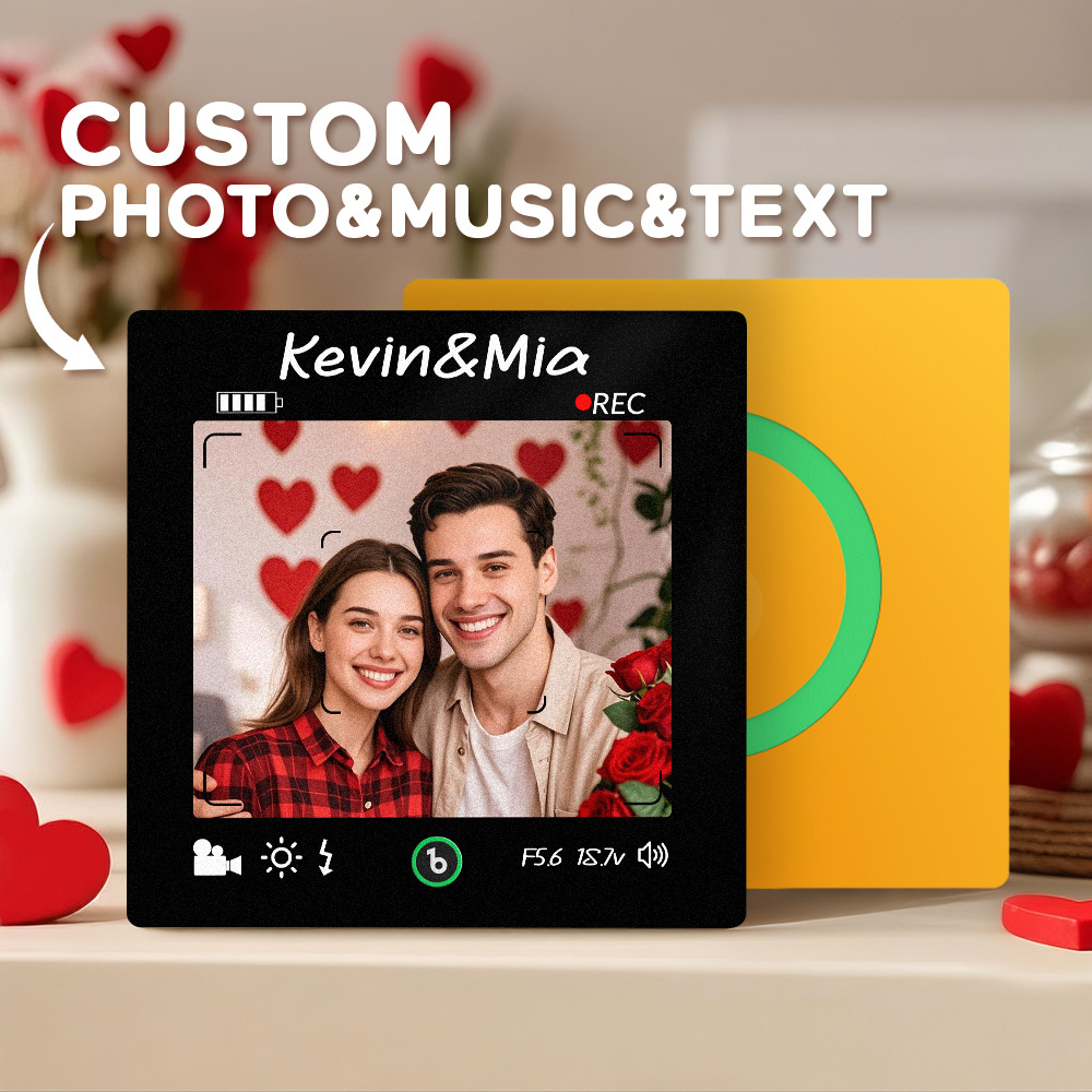 Custom Photo and Text Music Fridge Magnet Frame Music Wall Photo Sticker Music Movement Camera Style Gifts - mysiliconefoodbag