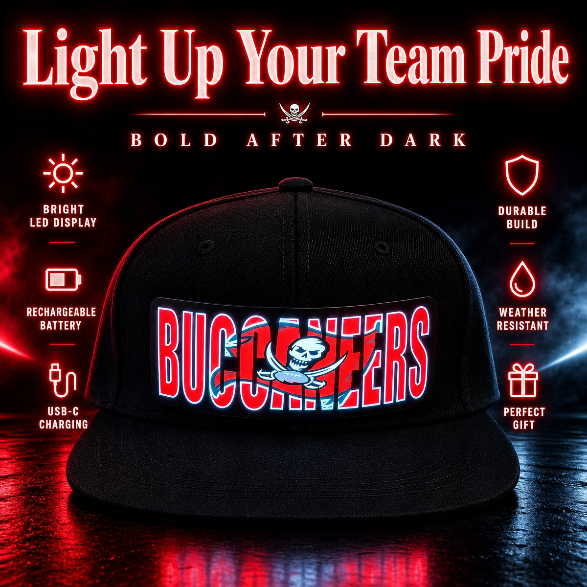 Football Fan LED Light-Up Snapback Cap