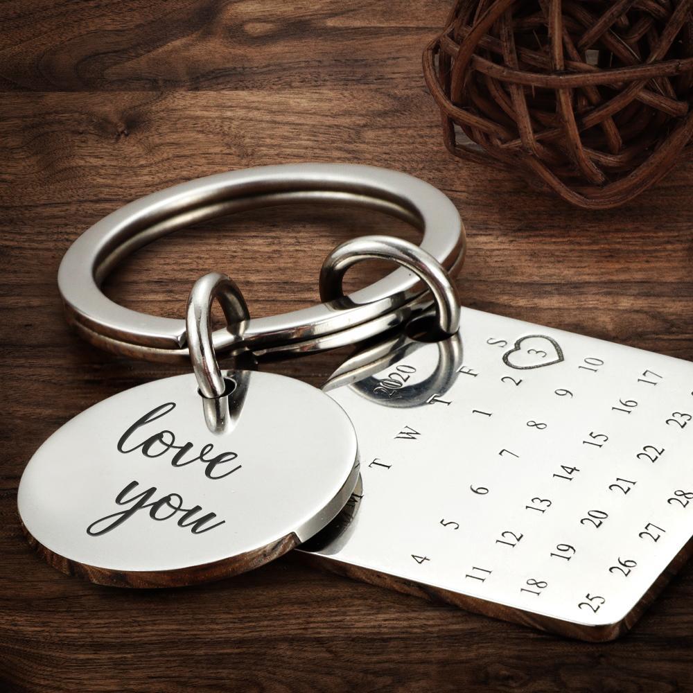 Personalised Calendar Keychain Date Keychain Anniversary Gifts - Rose Gold - mycustomtirecover